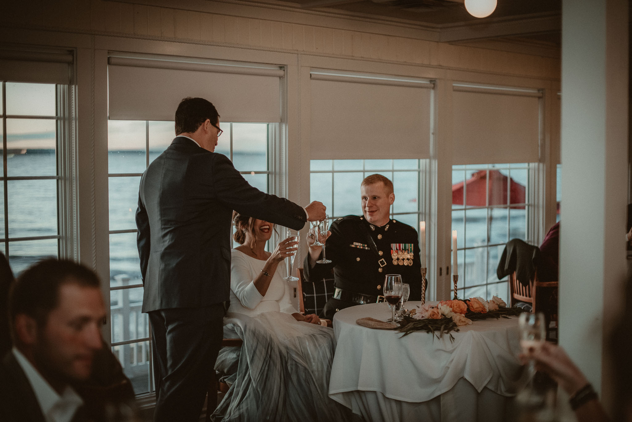 Best man toasting the couple after he gave a heart warming speech.