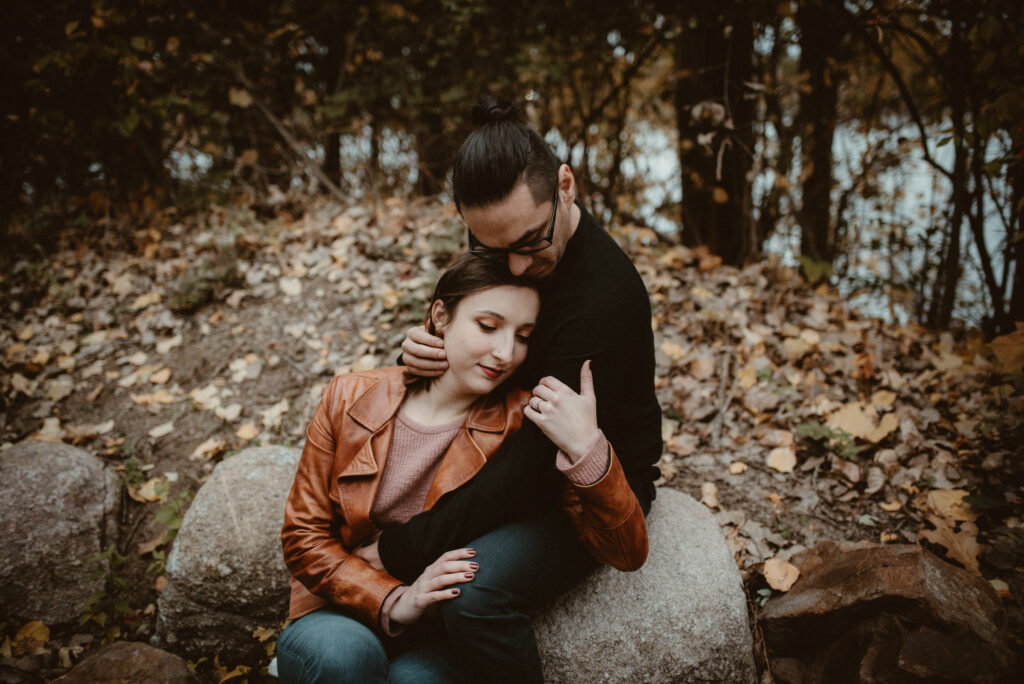 Couple holding each other in their arms