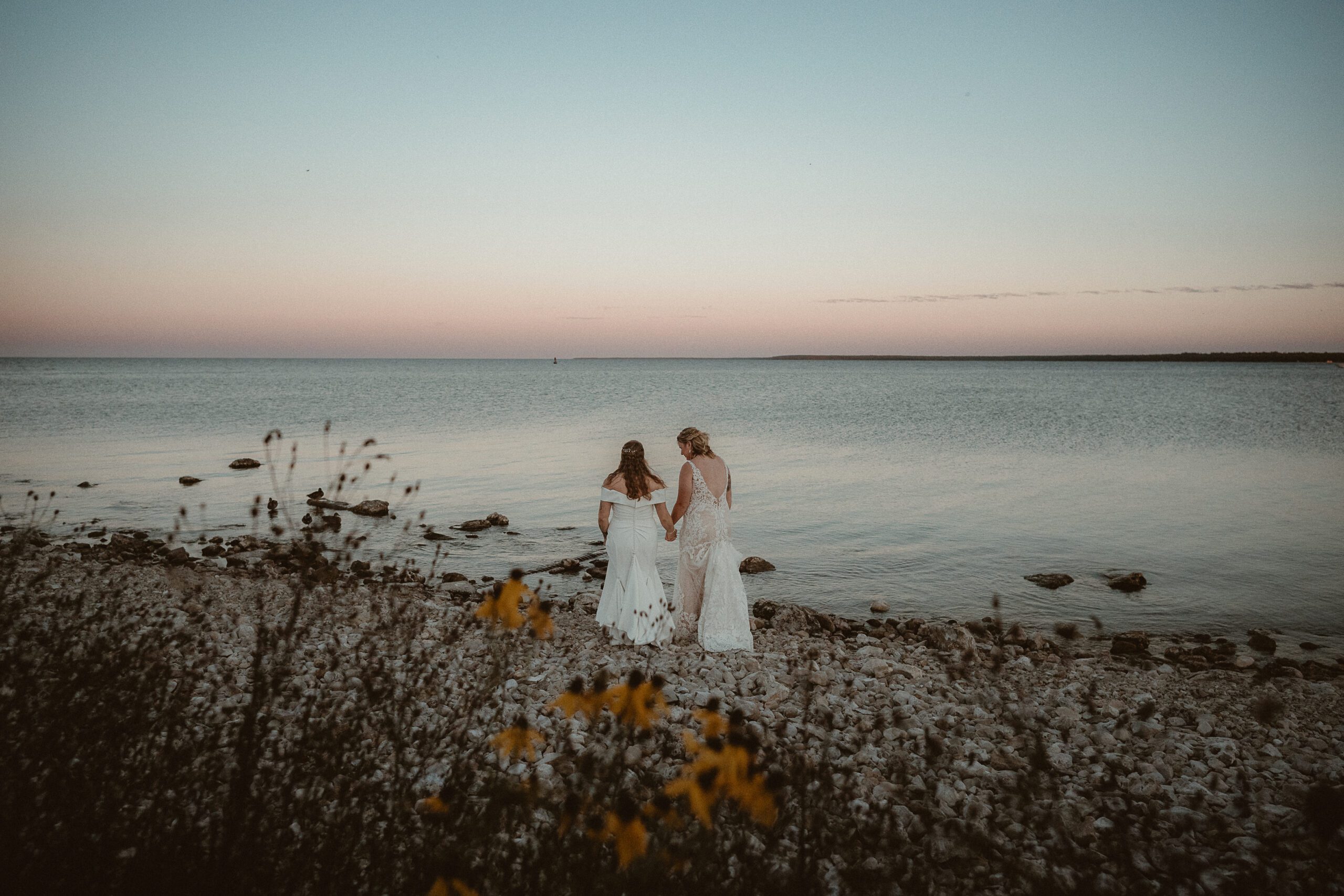 Michigan elopement couple in northern woods near Grayling photographed by Shonda M Photography.